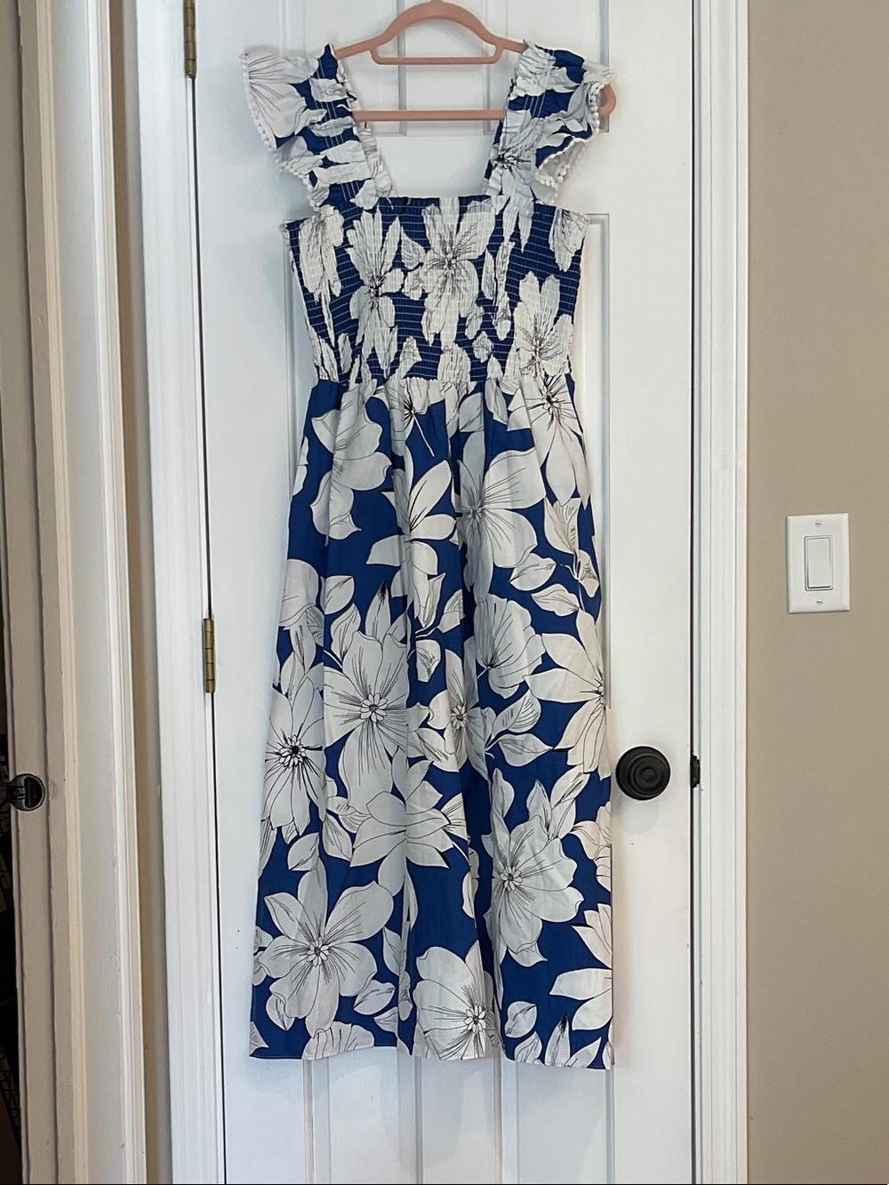Anne Klein Blue and White Floral Maxi Dress